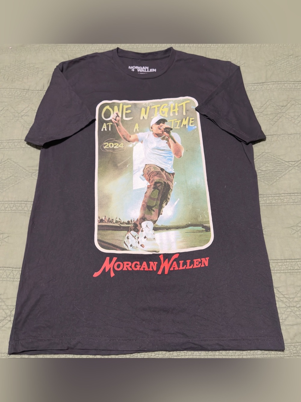 Morgan Wallen One Night At A Time 2024 Tour Black T-Shirt Size L